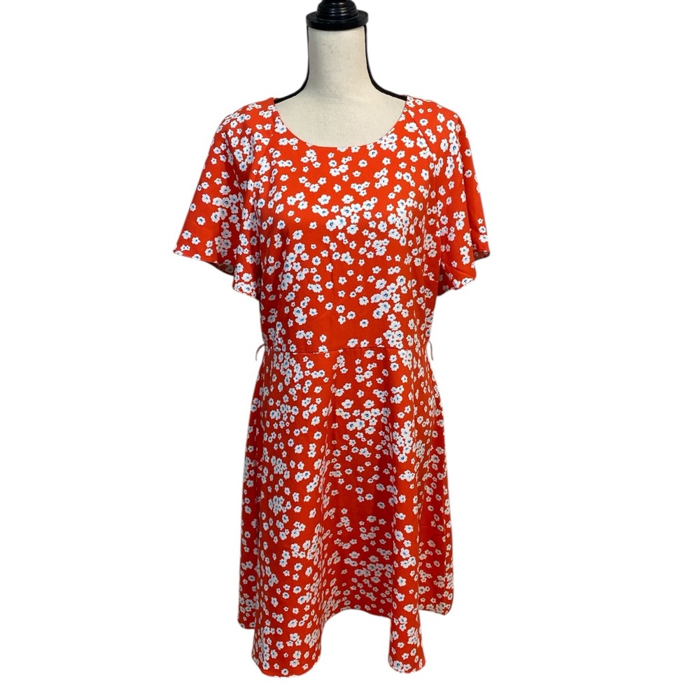 Banana Republic Factory Orange Ditsy Floral Dress Size 14